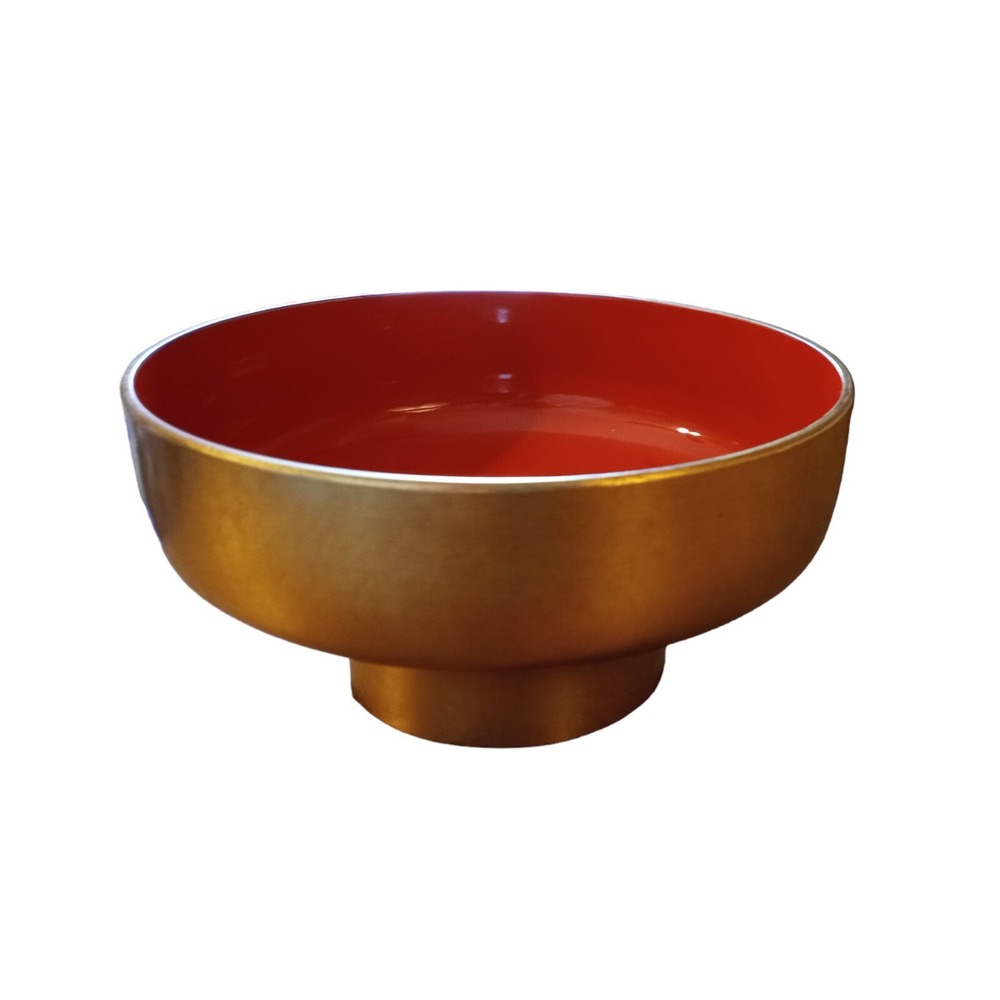 Gold Orange Melamine Raised Vintage Serving Bowl Table Decor Japan READ 7"x 3.5"